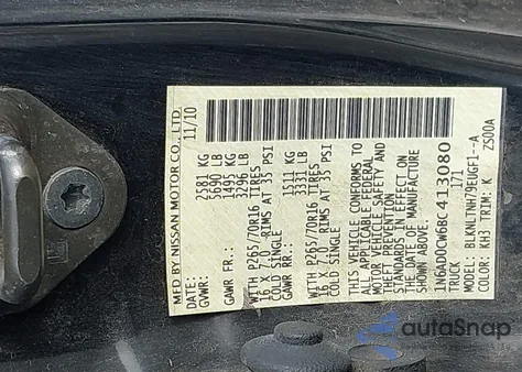 2011 Nissan Frontier Sv z USA, uszkodzony, nr VIN 1N6AD0CW6BC413080